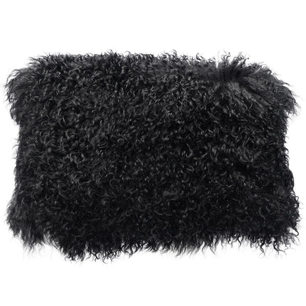 Tibetan Lamb Pillow Lumbar Black