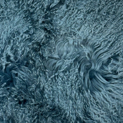 Tibetan Lamb Pillow Lumbar Boho Blue