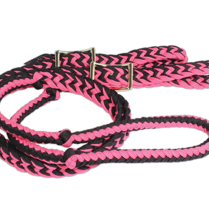 PC Braided Barrel Rein Pink/Black