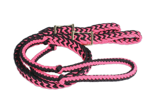 Professional's Choice Braided Barrel Rein Pink/Black
