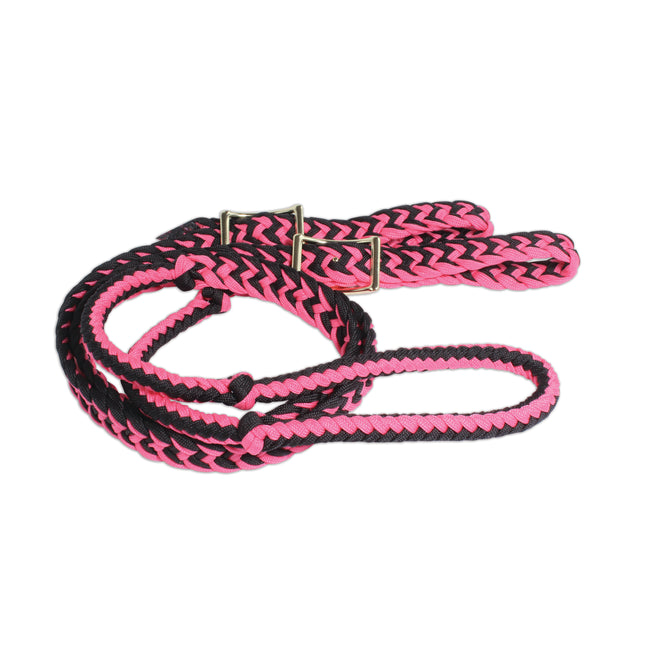 Professional's Choice Braided Barrel Rein Pink/Black