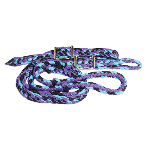 Professional's Choice Braided Barrel Rein Purple/Turquoise