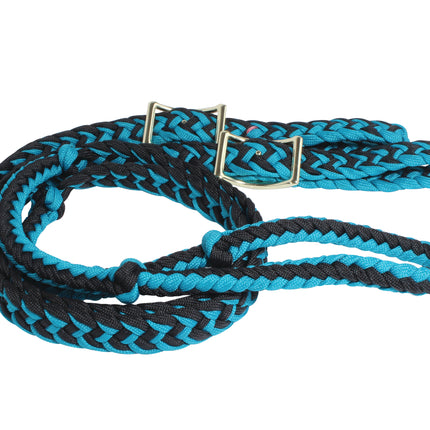 PC Braided Barrel Rein Turquoise/Black