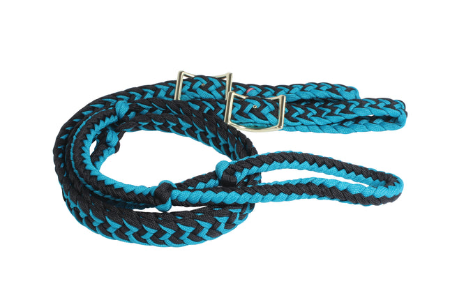 PC Braided Barrel Rein Turquoise/Black