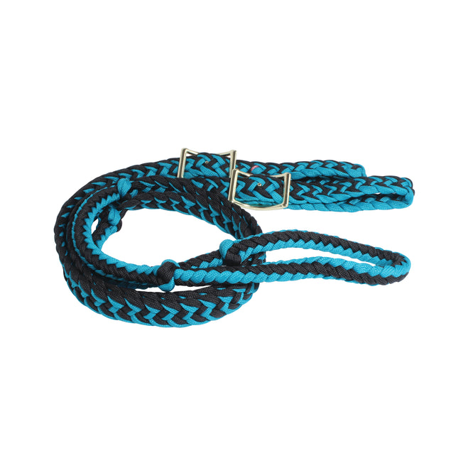 PC Braided Barrel Rein Turquoise/Black