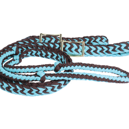 PC Braided Barrel Rein Turq/Chocolate