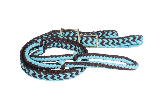 PC Braided Barrel Rein Turq/Chocolate