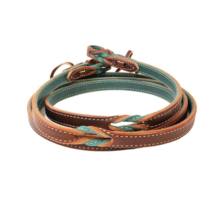 PC Roping Rein w/ Twist Emerald/Burgundy