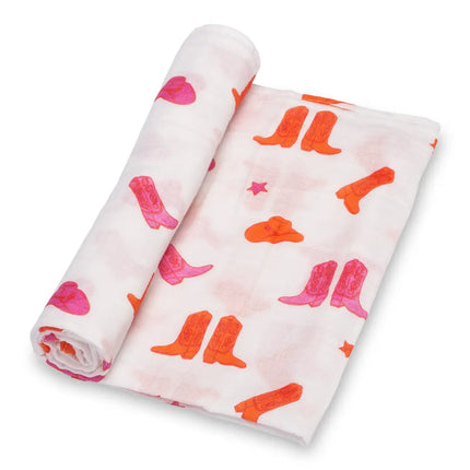 Cowgirl Boots Western Muslin Swaddle Blankets