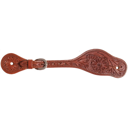 Oxbow Floral Tooled Spur Strap Chestnut