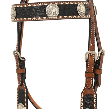 Rafter T Brownband Headstall w/ Black Wash