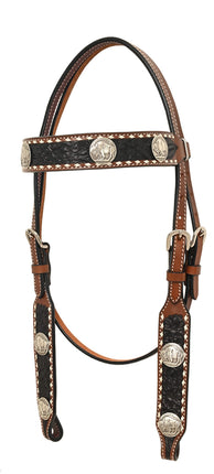 Rafter T Brownband Headstall w/ Black Wash