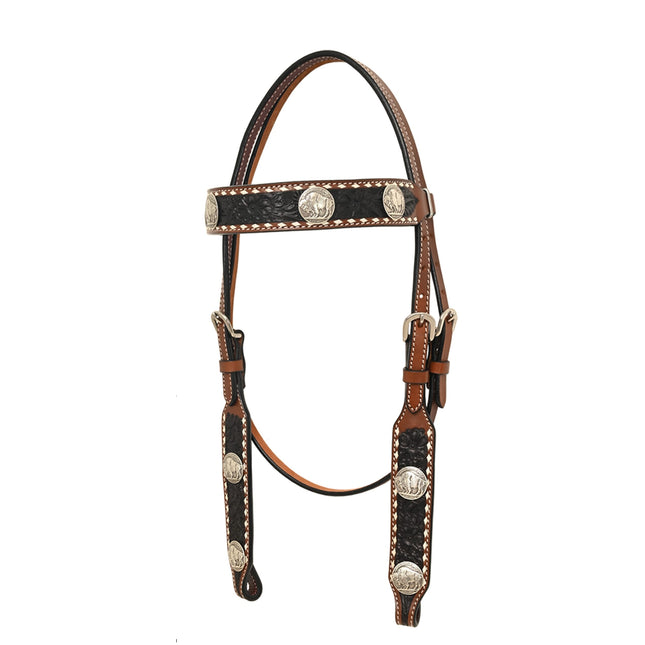 Rafter T Brownband Headstall w/ Black Wash