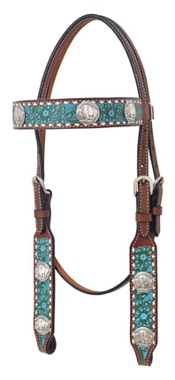 *Rafter T Turquoise Browband Headstall w/ Turquoise Wash