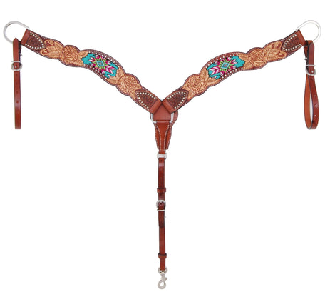 Rafter T Beaded Inlay Rose Floral Breastcollar