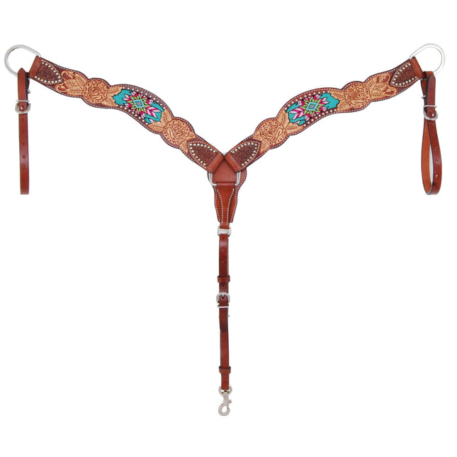 Rafter T Beaded Inlay Rose Floral Breastcollar