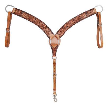 Rafter T Floral Tooled Breastcollar 3"