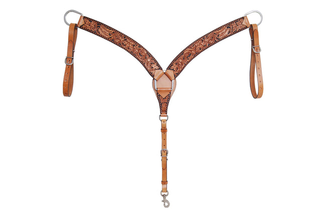Rafter T Floral Tooled Breastcollar 3"