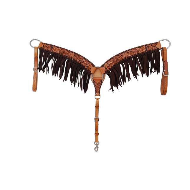 Rafter T Floral Tooled w/ Fringe Breastcollar 3"