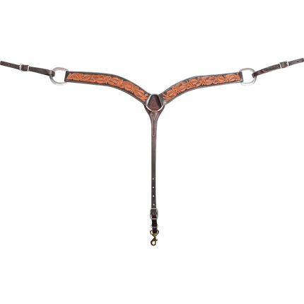 Martin Breastcollar 2" Floral Tooled Dyed Edge
