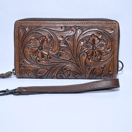 Rafter T Wallet Tooled Brown