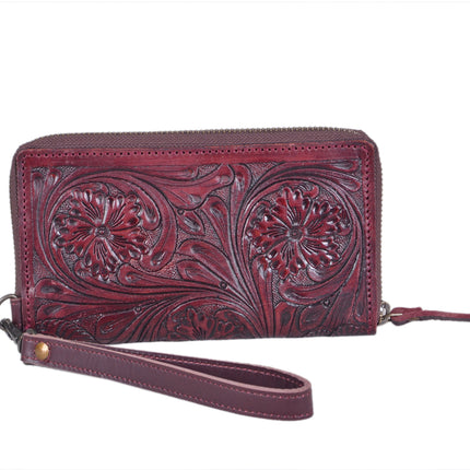 Rafter T Wallet Tooled Wine