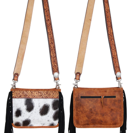 Rafter T Crossbody Black & White Cowhide