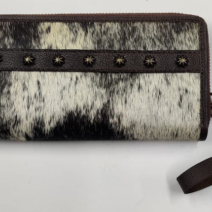 Rafter T Wallet Black & White Cowhide