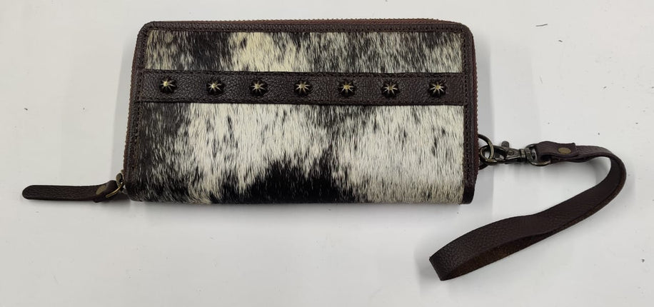 Rafter T Wallet Black & White Cowhide