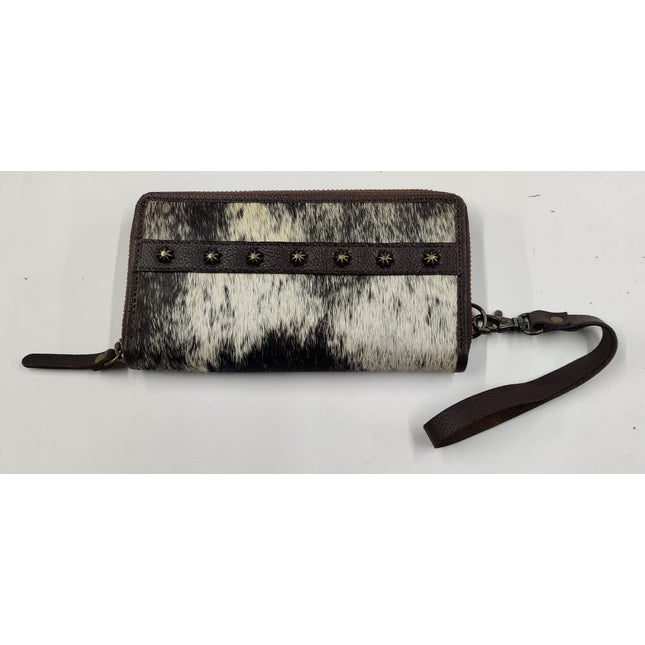 Rafter T Wallet Black & White Cowhide