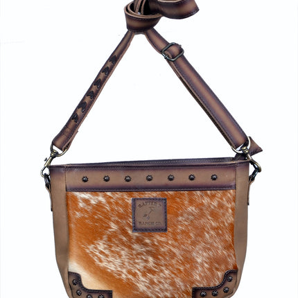 Rafter T Crossbody Brown & White Cowhide