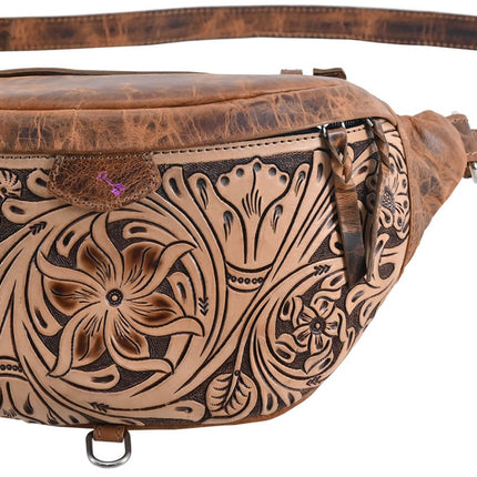 Rafter T Bum Bag Brown Tooled