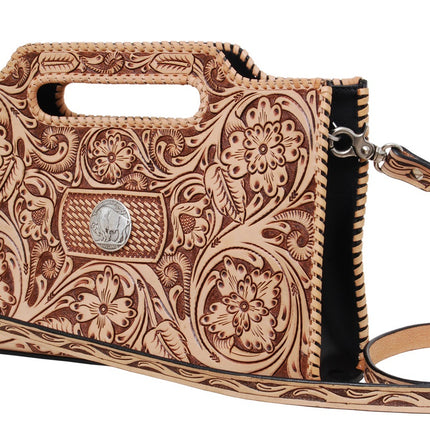 Rafter T Chic Clutch Brown Tooled