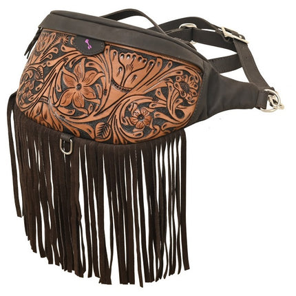 Rafter T Bum Bag Brown Tooled w/ Fringe