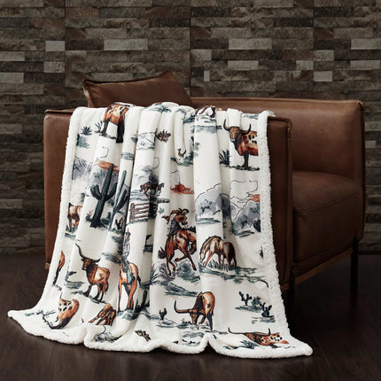 Ranch Life Campfire Sherpa Throw Color