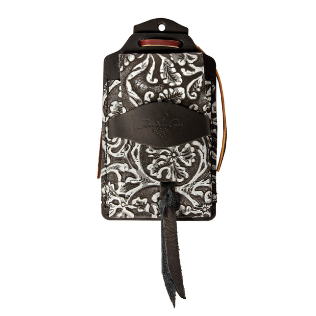 Leather Cell Phone Case Black/White Paisley