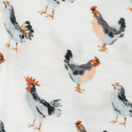 Chicken Organic Cotton Muslin Two-Piece Burp Cloth Set