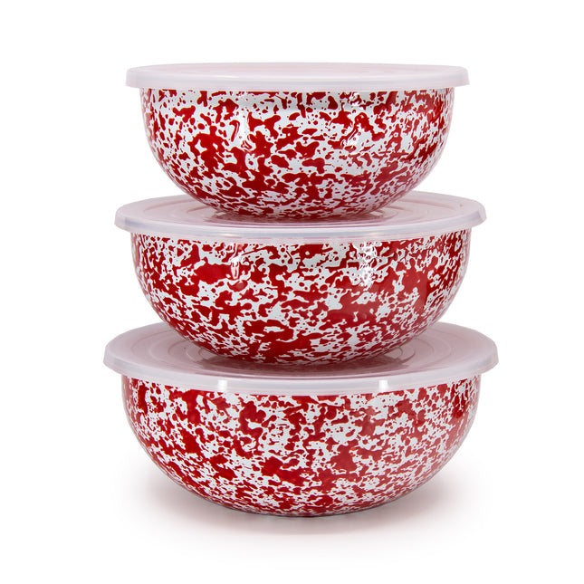Splatter Bowl Set 3pc Red