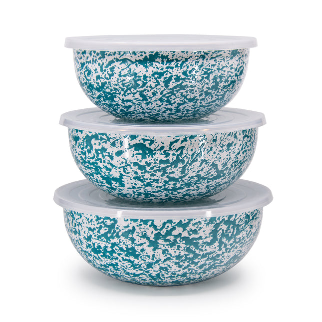 Splatter Bowl Set 3pc Turquoise