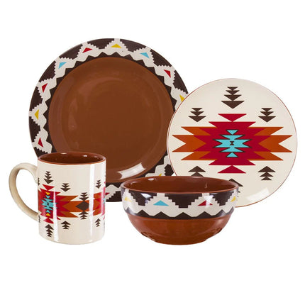 Del Sol Aztec 16pc Ceramic Dinnerware Set