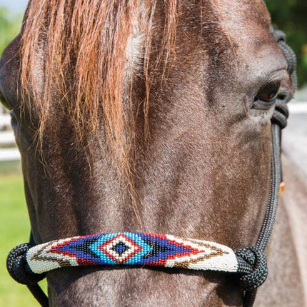 Beaded Rope Halter Black/Turquoise