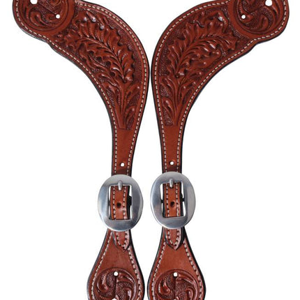 PC Spur Straps Oak Tooled Ladies Muleshoe