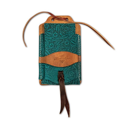 Leather Cell Phone Case Aqua Floral