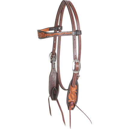 Martin Dyed Edge Browband Headstall with Floral Tooling