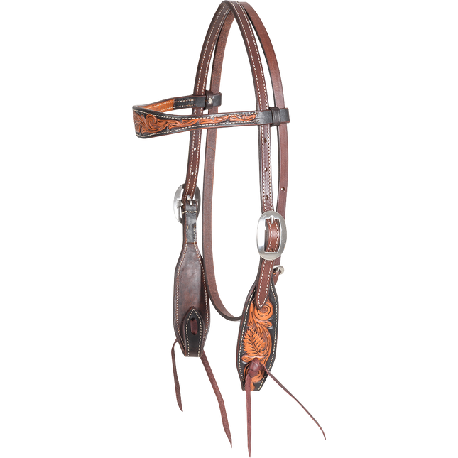 Martin Dyed Edge Browband Headstall with Floral Tooling