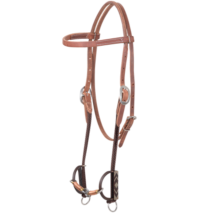 Cervi Browband Headstall and Diamond Draw Barrel Bit with Thick Copper Lifesaver