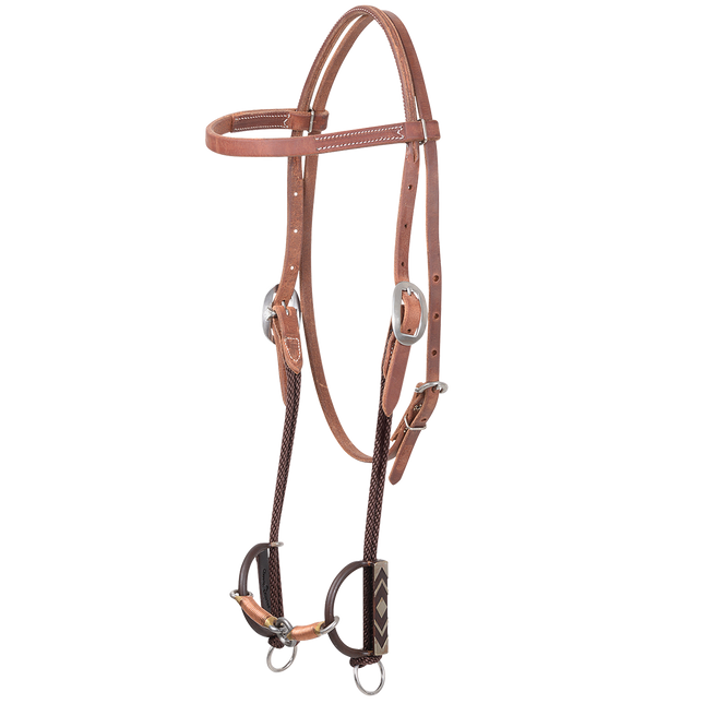 Cervi Browband Headstall and Diamond Draw Barrel Bit with Thick Copper Lifesaver