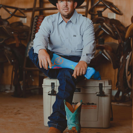 Lucky Chuck Cactus Alley-Moo Cactus Blue Performance Boot Socks