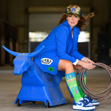 Lucky Chuck Cactus Alley Southwest Green Performance Boot Socks