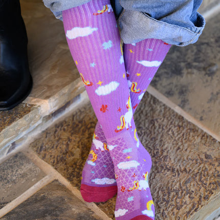 Lucky Chuck Lucky Unicorns Purple Performance Boot Socks